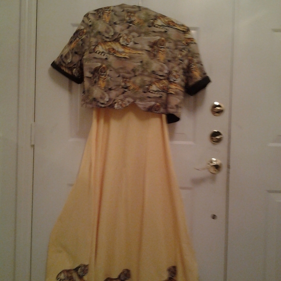 DESIGNER 100% COTTON YELLOW 6 CORD DRESS&BOLERO L - Picture 4 of 8